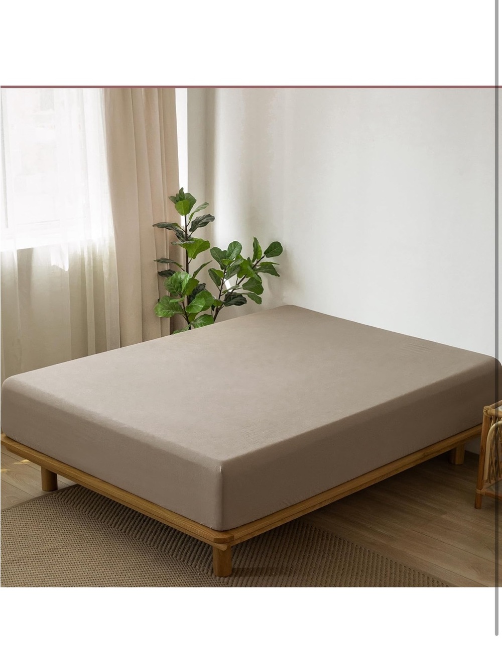 NEW MooMee Fitted Bottom Sheet Only. 100% Washed Cotton Linen Like Texture. King